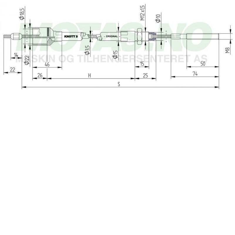 Bremsewire Knott M8 (930/1140) rustfritt