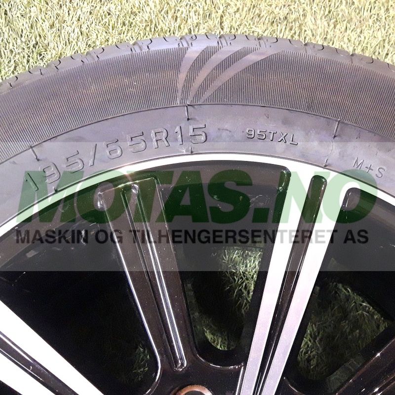 Komplett hjul 195/65R15 svart/sølv alufelg (Humbaur)
