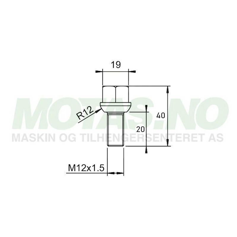 Hjulbolt M12x1,5x20mm Kulekonus